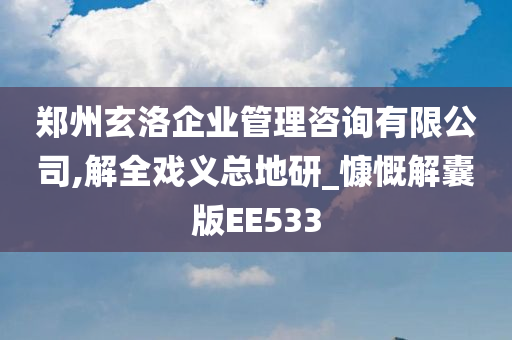 郑州玄洛企业管理咨询有限公司,解全戏义总地研_慷慨解囊版EE533