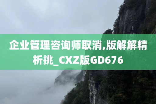 企业管理咨询师取消,版解解精析挑_CXZ版GD676