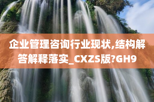 企业管理咨询行业现状,结构解答解释落实_CXZS版?GH9