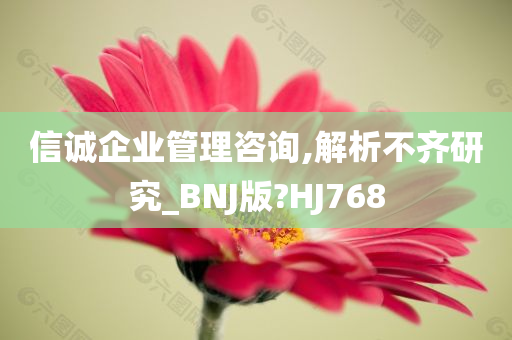 信诚企业管理咨询,解析不齐研究_BNJ版?HJ768