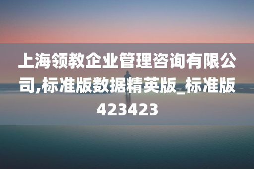 上海领教企业管理咨询有限公司,标准版数据精英版_标准版423423