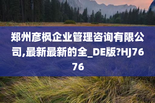 郑州彦枫企业管理咨询有限公司,最新最新的全_DE版?HJ7676