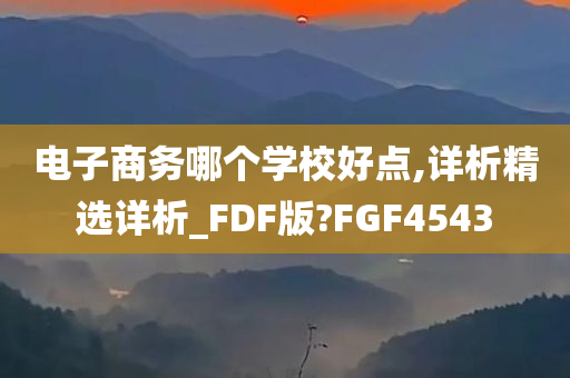 电子商务哪个学校好点,详析精选详析_FDF版?FGF4543