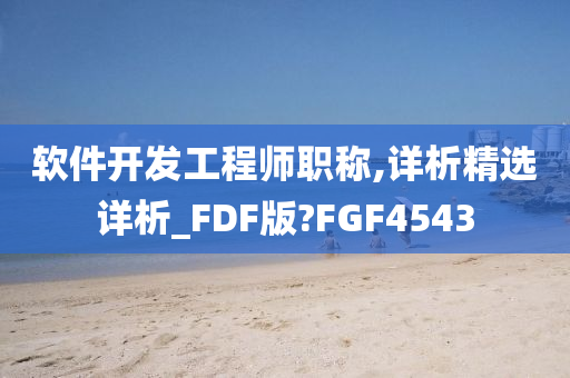 软件开发工程师职称,详析精选详析_FDF版?FGF4543