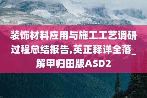 装饰材料应用与施工工艺调研过程总结报告,英正释详全落_解甲归田版ASD2