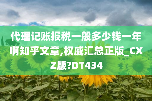 代理记账报税一般多少钱一年啊知乎文章,权威汇总正版_CXZ版?DT434