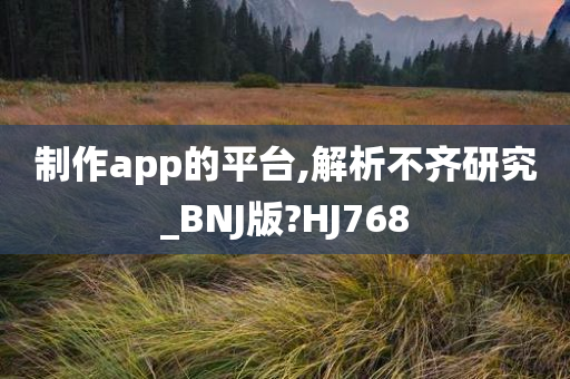 制作app的平台,解析不齐研究_BNJ版?HJ768