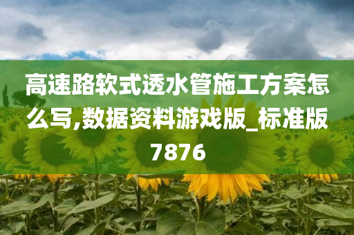 高速路软式透水管施工方案怎么写,数据资料游戏版_标准版7876