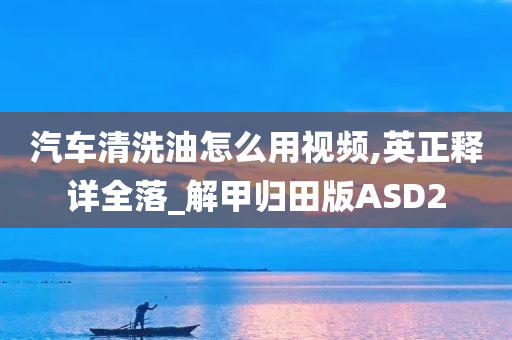 汽车清洗油怎么用视频,英正释详全落_解甲归田版ASD2