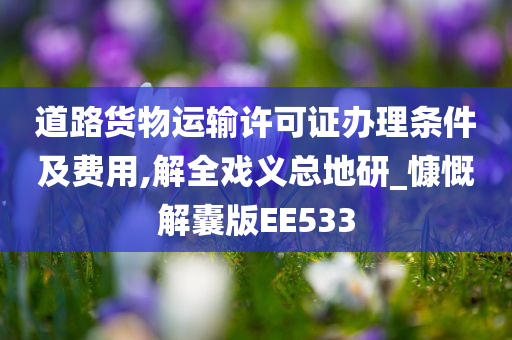 道路货物运输许可证办理条件及费用,解全戏义总地研_慷慨解囊版EE533