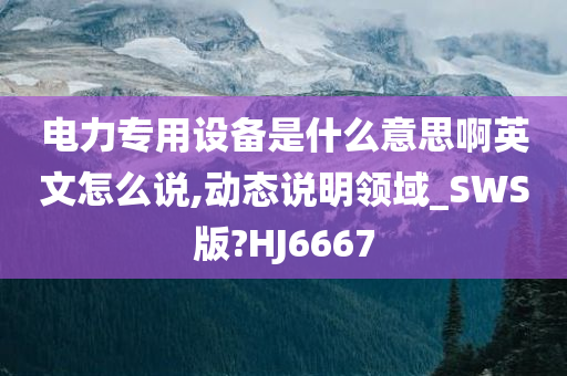 电力专用设备是什么意思啊英文怎么说,动态说明领域_SWS版?HJ6667