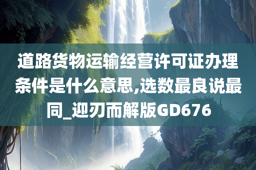 道路货物运输经营许可证办理条件是什么意思,选数最良说最同_迎刃而解版GD676