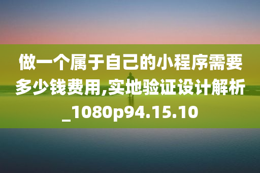 做一个属于自己的小程序需要多少钱费用,实地验证设计解析_1080p94.15.10