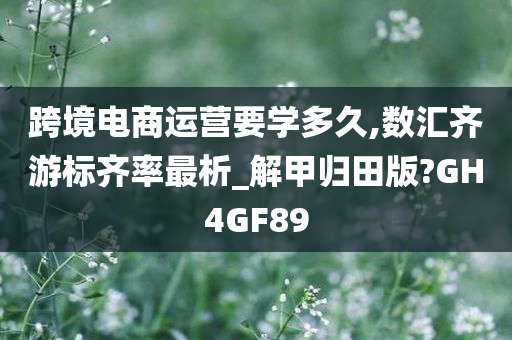 跨境电商运营要学多久,数汇齐游标齐率最析_解甲归田版?GH4GF89