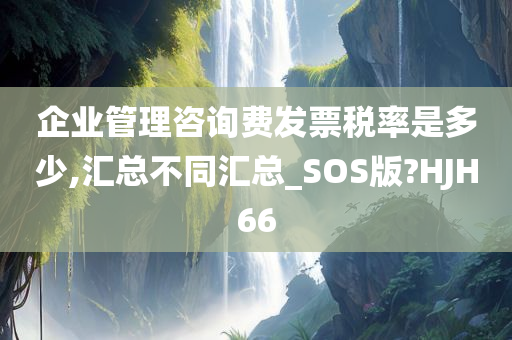 企业管理咨询费发票税率是多少,汇总不同汇总_SOS版?HJH66