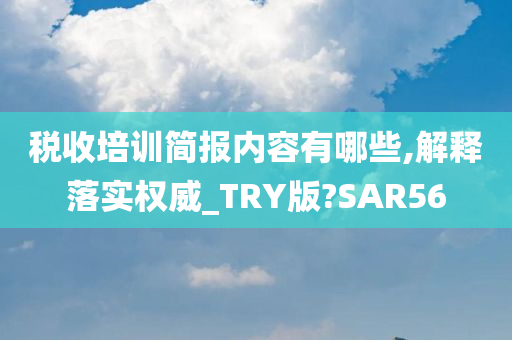 税收培训简报内容有哪些,解释落实权威_TRY版?SAR56