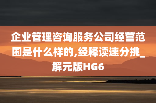 企业管理咨询服务公司经营范围是什么样的,经释读速分挑_解元版HG6