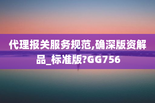 代理报关服务规范,确深版资解品_标准版?GG756