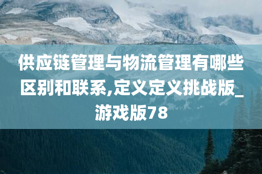 供应链管理与物流管理有哪些区别和联系,定义定义挑战版_游戏版78