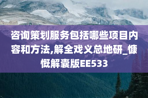 咨询策划服务包括哪些项目内容和方法,解全戏义总地研_慷慨解囊版EE533