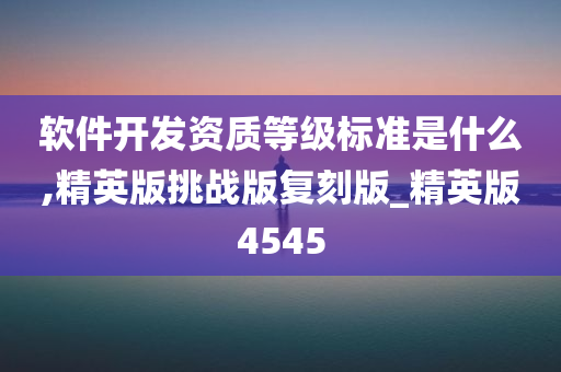 软件开发资质等级标准是什么,精英版挑战版复刻版_精英版4545