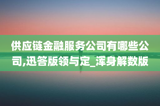 供应链金融服务公司有哪些公司,迅答版领与定_浑身解数版