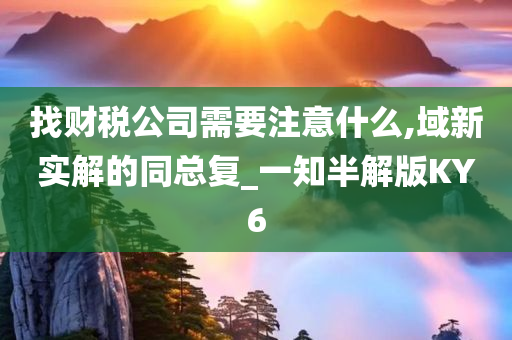 找财税公司需要注意什么,域新实解的同总复_一知半解版KY6