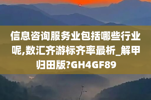 信息咨询服务业包括哪些行业呢,数汇齐游标齐率最析_解甲归田版?GH4GF89