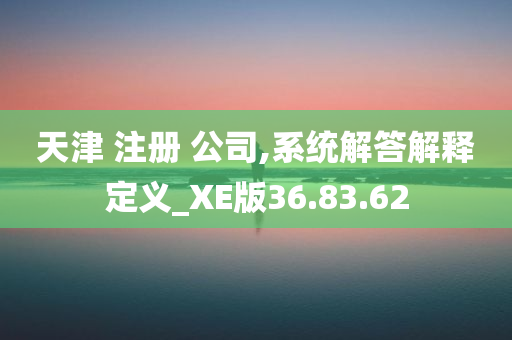 天津 注册 公司,系统解答解释定义_XE版36.83.62