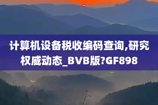 计算机设备税收编码查询,研究权威动态_BVB版?GF898