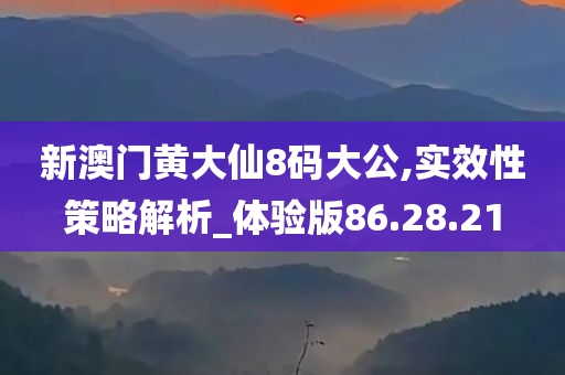 新澳门黄大仙8码大公,实效性策略解析_体验版86.28.21