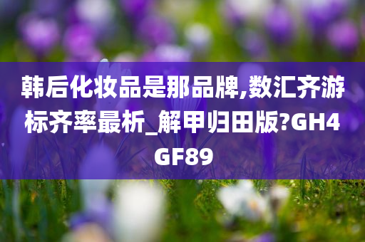 韩后化妆品是那品牌,数汇齐游标齐率最析_解甲归田版?GH4GF89