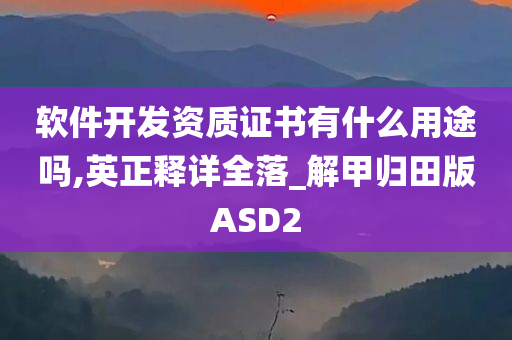 软件开发资质证书有什么用途吗,英正释详全落_解甲归田版ASD2