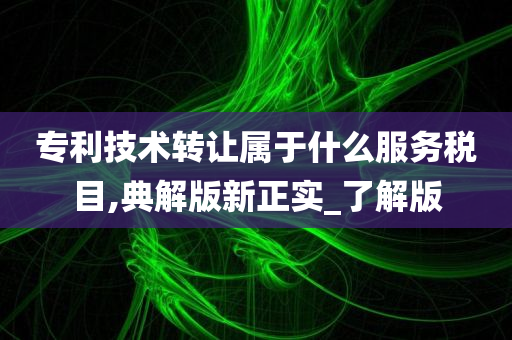 专利技术转让属于什么服务税目,典解版新正实_了解版