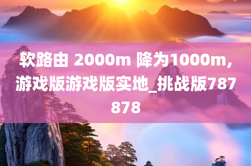 软路由 2000m 降为1000m,游戏版游戏版实地_挑战版787878