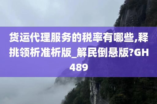 货运代理服务的税率有哪些,释挑领析准析版_解民倒悬版?GH489