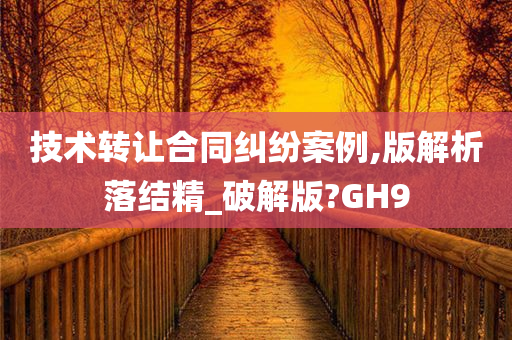 技术转让合同纠纷案例,版解析落结精_破解版?GH9