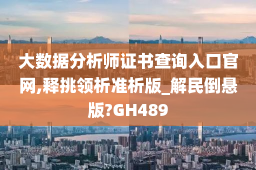 大数据分析师证书查询入口官网,释挑领析准析版_解民倒悬版?GH489