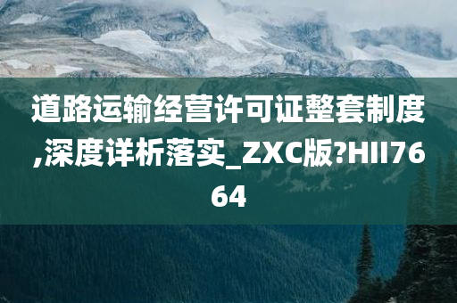 道路运输经营许可证整套制度,深度详析落实_ZXC版?HII7664