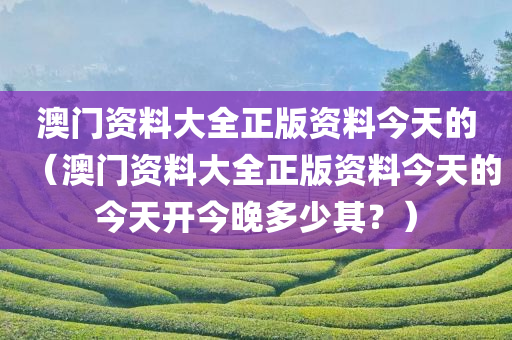 澳门资料大全正版资料今天的（澳门资料大全正版资料今天的今天开今晚多少其？）