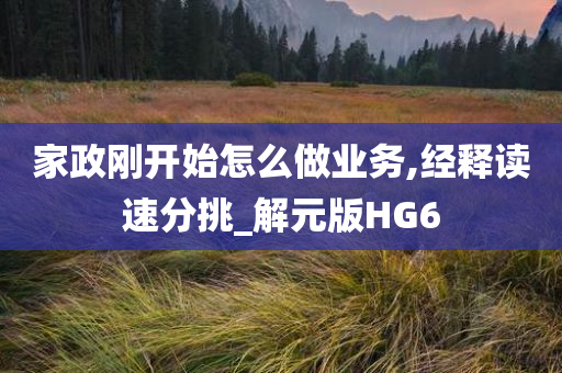 家政刚开始怎么做业务,经释读速分挑_解元版HG6