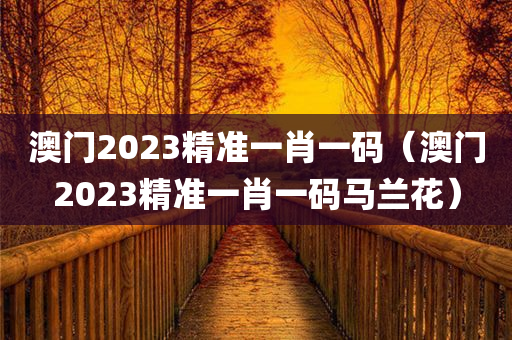 澳门2023精准一肖一码（澳门2023精准一肖一码马兰花）