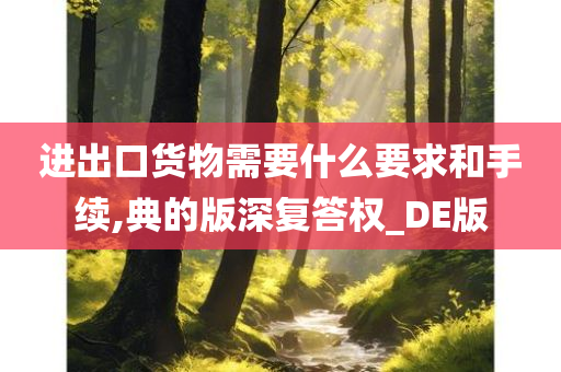 进出口货物需要什么要求和手续,典的版深复答权_DE版