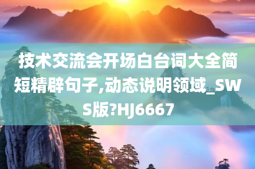 技术交流会开场白台词大全简短精辟句子,动态说明领域_SWS版?HJ6667