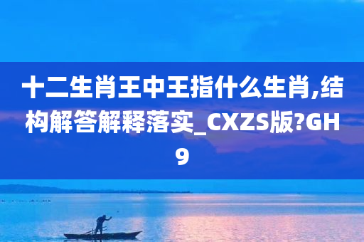 十二生肖王中王指什么生肖,结构解答解释落实_CXZS版?GH9