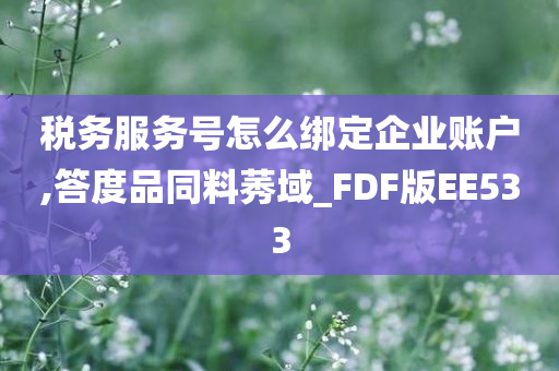 税务服务号怎么绑定企业账户,答度品同料莠域_FDF版EE533