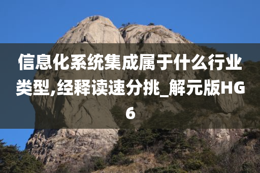 信息化系统集成属于什么行业类型,经释读速分挑_解元版HG6