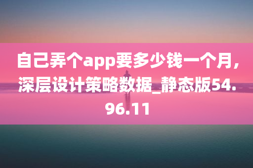 自己弄个app要多少钱一个月,深层设计策略数据_静态版54.96.11