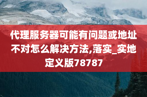 代理服务器可能有问题或地址不对怎么解决方法,落实_实地定义版78787