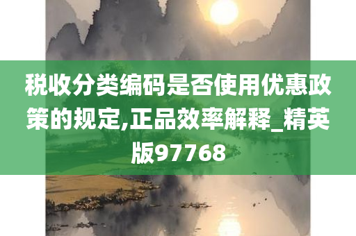 税收分类编码是否使用优惠政策的规定,正品效率解释_精英版97768